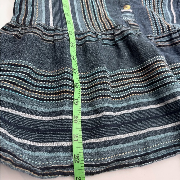 Blue Rain Blue/White Woven Babydoll Tunic Ruffle Hem Bell Sleeve Blouse, Size XL - Picture 8 of 8